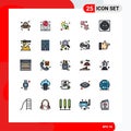 Universal Icon Symbols Group of 25 Modern Filled line Flat Colors of scoop, socket, fly, electric, zodiac