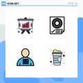 Universal Icon Symbols Group of 4 Modern Filledline Flat Colors of analysis, body, check, page, playback