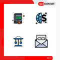 Universal Icon Symbols Group of 4 Modern Filledline Flat Colors of app, well, interface, global invesment, balance