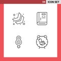 Universal Icon Symbols Group of 4 Modern Filledline Flat Colors of arrow, symbol, book, help, delivery