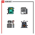 Universal Icon Symbols Group of 4 Modern Filledline Flat Colors of book, chinese, business, list, needles