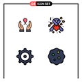Universal Icon Symbols Group of 4 Modern Filledline Flat Colors of care, mechanic, woman, heart, biology