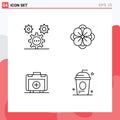 Universal Icon Symbols Group of 4 Modern Filledline Flat Colors of coding, handbag, ideas, anemone flower, healthbag