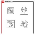 Universal Icon Symbols Group of 4 Modern Filledline Flat Colors of computer, lock, candy, food, gallo