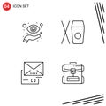 Universal Icon Symbols Group of 4 Modern Filledline Flat Colors of eye, document, view, chinese, mail