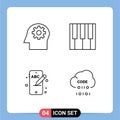 Universal Icon Symbols Group of 4 Modern Filledline Flat Colors of head, cloud, keyboard, mobile, develop