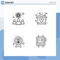 Universal Icon Symbols Group of 4 Modern Filledline Flat Colors of knowledge worker, avatar, scientists, home, employee