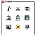 Universal Icon Symbols Group of 9 Modern Filledline Flat Colors of page, sport, birthday, person, business