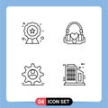 Universal Icon Symbols Group of 4 Modern Filledline Flat Colors of quality, dper, rating, love, security