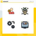 Universal Icon Symbols Group of 4 Modern Filledline Flat Colors of work, plant, human, user, gears