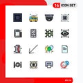 Universal Icon Symbols Group of 16 Modern Flat Color Filled Lines of jotter, sprint, device, scrum, agile