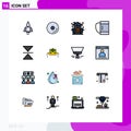 Universal Icon Symbols Group of 16 Modern Flat Color Filled Lines of mirror, sport, video, duffle, house holiday