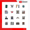 Pictogram Set of 16 Simple Flat Color Filled Lines of text sheet, sheet, sort, document, space