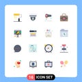 Universal Icon Symbols Group of 16 Modern Flat Colors of advertisement, ic, cam, medici, machine