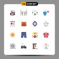Universal Icon Symbols Group of 16 Modern Flat Colors of analytics, human, bulb, body, avatar