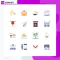 Universal Icon Symbols Group of 16 Modern Flat Colors of badge, cresent, candle, moon, eid