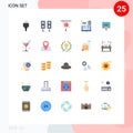 Universal Icon Symbols Group of 25 Modern Flat Colors of book, mathematics, business, calculator, trade