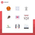 Universal Icon Symbols Group of 9 Modern Flat Colors of celebration, heart, monument, love, supermarket Royalty Free Stock Photo