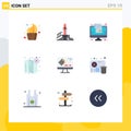 Universal Icon Symbols Group of 9 Modern Flat Colors of color, location, playground, compass, list