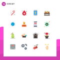 Universal Icon Symbols Group of 16 Modern Flat Colors of connect, globe, mobile, vegetable, shopping