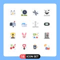 Universal Icon Symbols Group of 16 Modern Flat Colors of contact us, communication, dna, night, bats