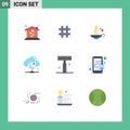 Universal Icon Symbols Group of 9 Modern Flat Colors of cosmetic, document, love, cloud, sharing Royalty Free Stock Photo