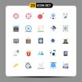 Universal Icon Symbols Group of 25 Modern Flat Colors of day, thinking, archery, idea, creative