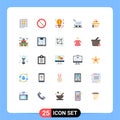 Universal Icon Symbols Group of 25 Modern Flat Colors of dish, order, user, cart, love