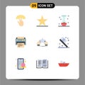 Universal Icon Symbols Group of 9 Modern Flat Colors of education, print, star, printer, eye Royalty Free Stock Photo