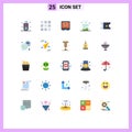 Universal Icon Symbols Group of 25 Modern Flat Colors of funnel, data analytics, bank, big data and science concept, safety