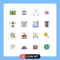 Universal Icon Symbols Group of 16 Modern Flat Colors of gear, bulb, leaves, gear, hardware