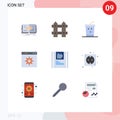Universal Icon Symbols Group of 9 Modern Flat Colors of graphy, website, nature, webpage, browser Royalty Free Stock Photo