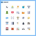 Universal Icon Symbols Group of 25 Modern Flat Colors of international, business, giving, global, shelter