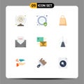 Universal Icon Symbols Group of 9 Modern Flat Colors of mailing, thanks, bag, message, envelope