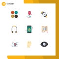 Universal Icon Symbols Group of 9 Modern Flat Colors of mobile app, phone, rose, earphone, jewelry