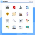 Universal Icon Symbols Group of 16 Modern Flat Colors of multimedia, direction, verify, arrow, music