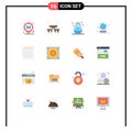 Universal Icon Symbols Group of 16 Modern Flat Colors of notes, summer, baby, pool, diving instructor