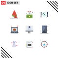 Universal Icon Symbols Group of 9 Modern Flat Colors of online, delivery, dnner, computer, laptop