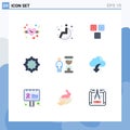 Universal Icon Symbols Group of 9 Modern Flat Colors of person, management, basic, deadline, tether