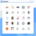Universal Icon Symbols Group of 25 Modern Flat Colors of target, dart, car, arrow, question