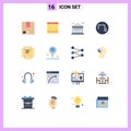 Universal Icon Symbols Group of 16 Modern Flat Colors of wave, sound, controller, money, banking