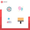 Universal Icon Symbols Group of 4 Modern Flat Icons of accustic, brush, game, multiplayer, tools Royalty Free Stock Photo