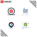 Universal Icon Symbols Group of 4 Modern Flat Icons of asterisk, location, hospital, machine, flag