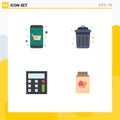 Universal Icon Symbols Group of 4 Modern Flat Icons of basket, calculator, online shop, public, egg