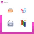 Universal Icon Symbols Group of 4 Modern Flat Icons of calendar, calendar, wedding, male, season