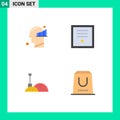 Universal Icon Symbols Group of 4 Modern Flat Icons of chart, construction, statistics, post, tools