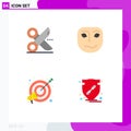 Universal Icon Symbols Group of 4 Modern Flat Icons of cut, goal, scissor, emotion, focus