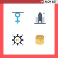 Universal Icon Symbols Group of 4 Modern Flat Icons of gender, announcement, human, office, marketing