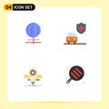 Universal Icon Symbols Group of 4 Modern Flat Icons of globe, bulb, world, security, scale