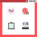 Universal Icon Symbols Group of 4 Modern Flat Icons of headphone, decor, music, building, interior